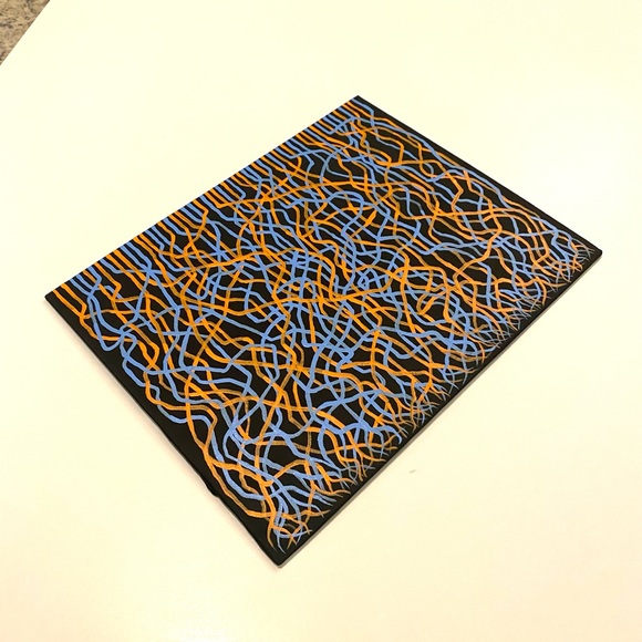Orange and Blue Mycelium Network Painting - Black Background - Original Art - Picture 12 of 13